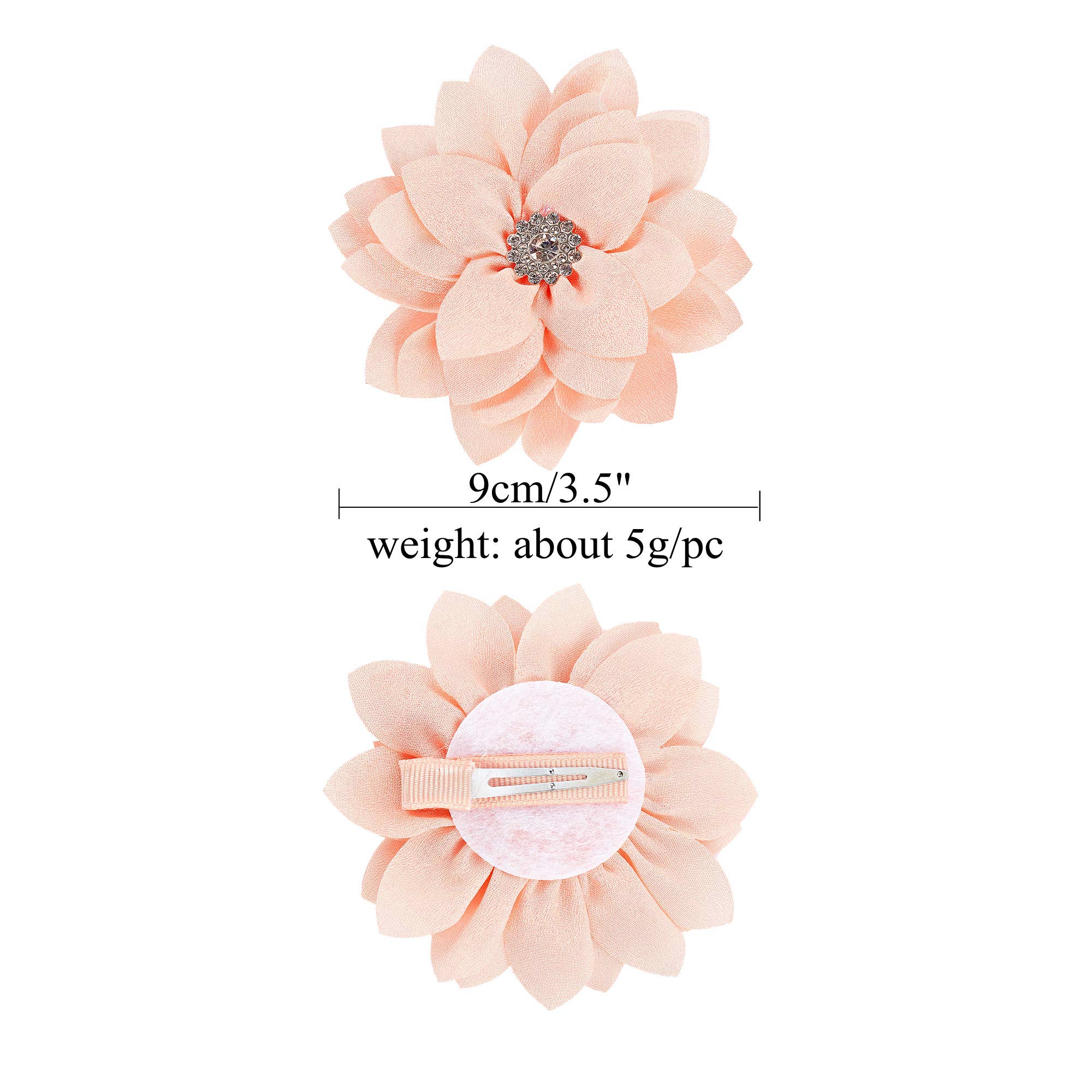 20 Pack Alligator Hair Clips Barrettes Big Chiffon Flower Lotus with Rhinestone 10 Pack Satin Solid Big Flower Alligator Hair Clips Floral  main image 4