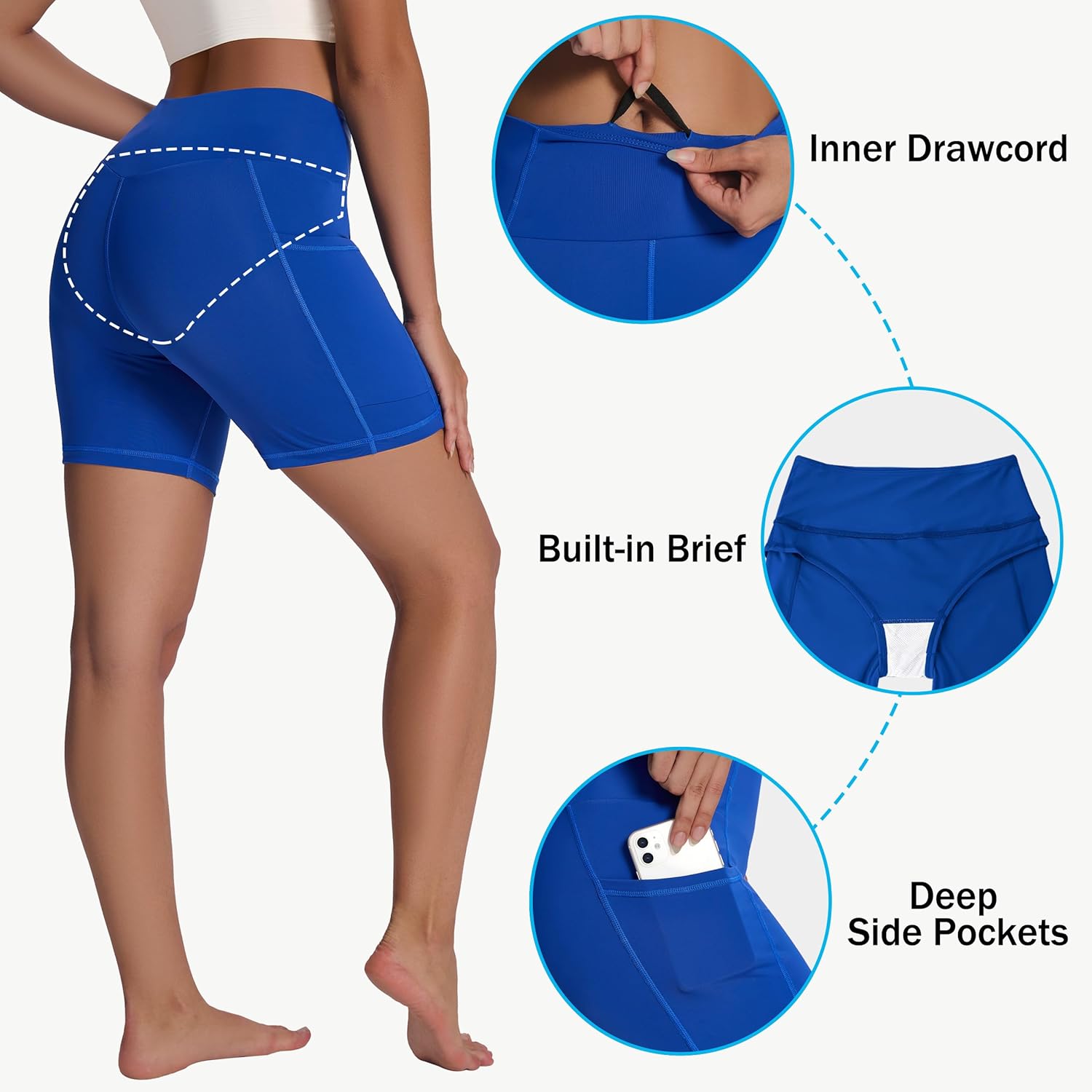 Women's High Waisted Long Swim Shorts - 5''/7''/9''/12" Tummy Control Swim Board Capris Bottoms Swimwear with Liner - Image 3