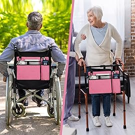 supregear Accessories Bag for Walker, Wheelchair, Rollator - Walker Basket Bag w/Cup Holder - Seniors Caddy Attachment Pouch for Walkers, Water Resistant Large Capacity Carry Storage Carrier Tote