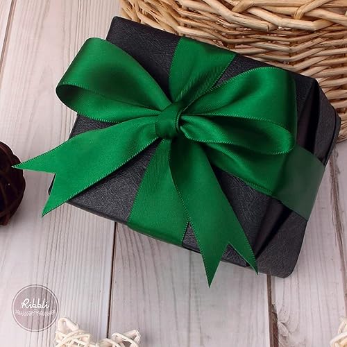 Miniatura 352 de Ribbli - Cinta de satén roja de doble cara, 1 pulgada x 25 yardas, uso para ramo de lazos, envoltura de regalo de Navidad, arreglo floral Rojo