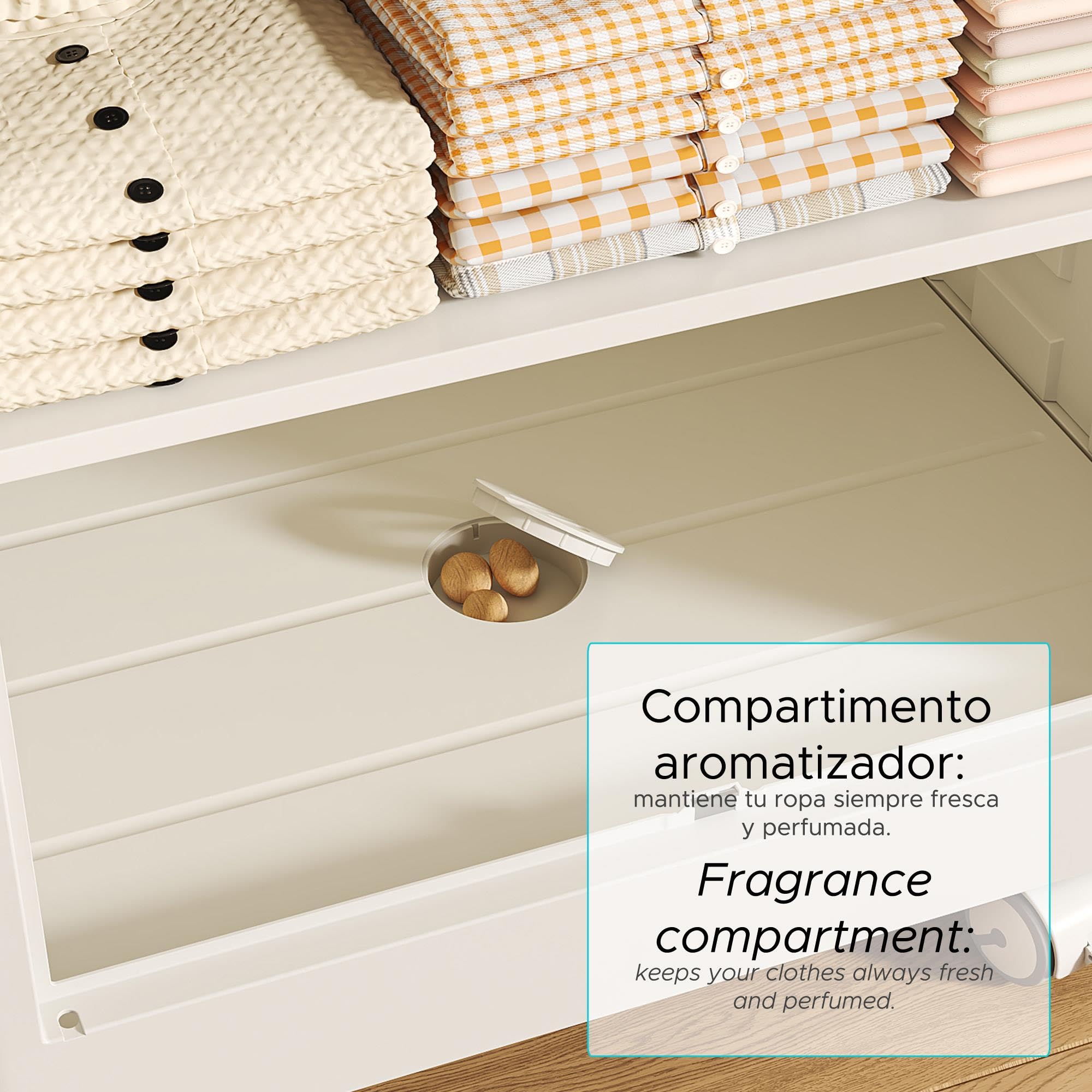 Well Home Cajas de almacenaje apilables con puerta frontal, Organizador modular plegable con ruedas, Modularidad eficiente, Multiespacios, Armario plegable con 1 Compartimento