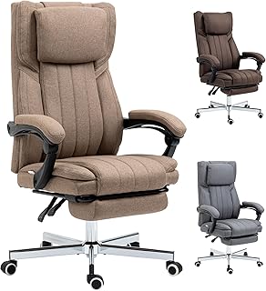 Vinsetto Silla de Masaje con 6 Puntos de Masaje Silla de Oficina Giratoria Silla de Escritorio Reclinable con Altura Ajustable Control Remoto Reposapiés y Reposacabezas Marrón