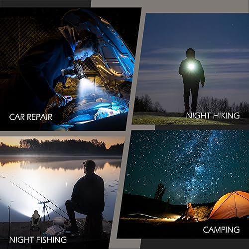 Miniatura 4 de FORTO Foco compacto recargable con enfoque ajustable, luz de mano con soporte, rango de 2,700.1 ft, 3 modos de luz y luces LED al aire libre para