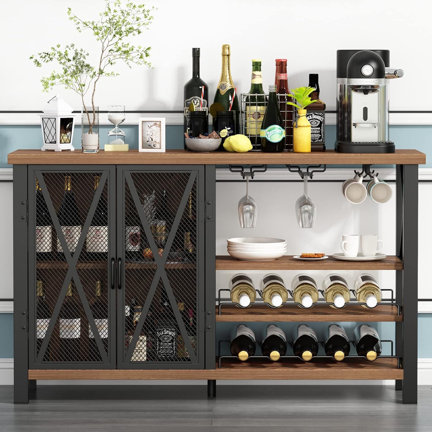 Buy OIOG Wine Bar Liquor with Removable Wine Rack and