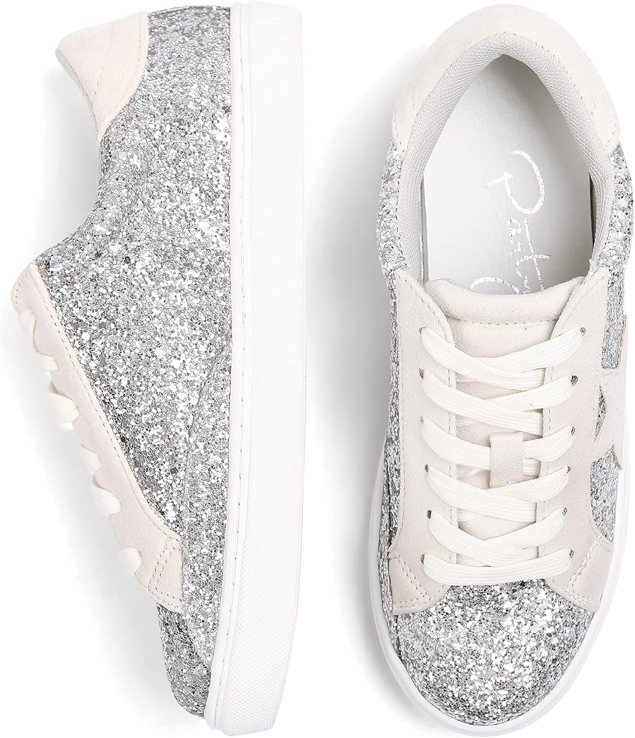 PARTY Women's Fashion Star Sneaker Lace Up Low Top Comfortable Cushioned Walking Shoes - Image 4