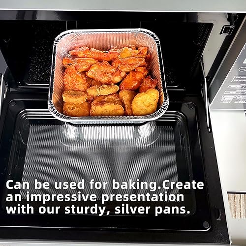 Miniatura 7 de DUOLEMENG Paquete de 25 bandejas cuadradas de papel de aluminio de 8 x 8 pulgadas, recipientes desechables de papel de aluminio para cocinar,