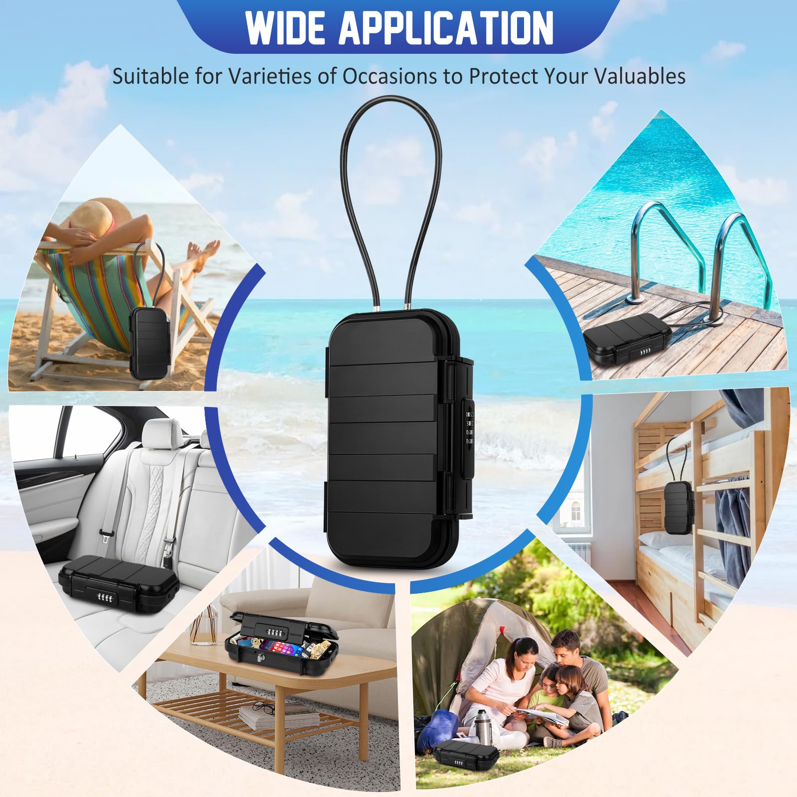 Portable Travel Safe Lock Box - Anti-Theft Security -7