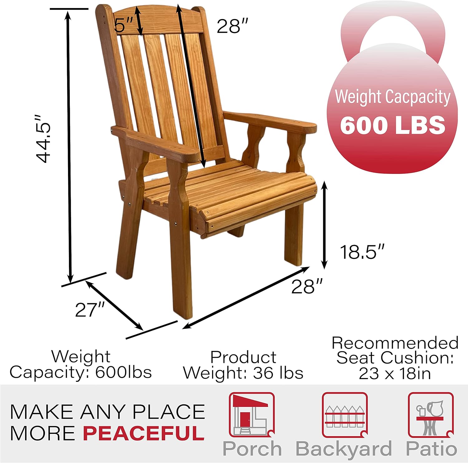 Amish Casual Heavy Duty 600 Lb High Back Mission Treated Patio Chair (Cedar Stain)
