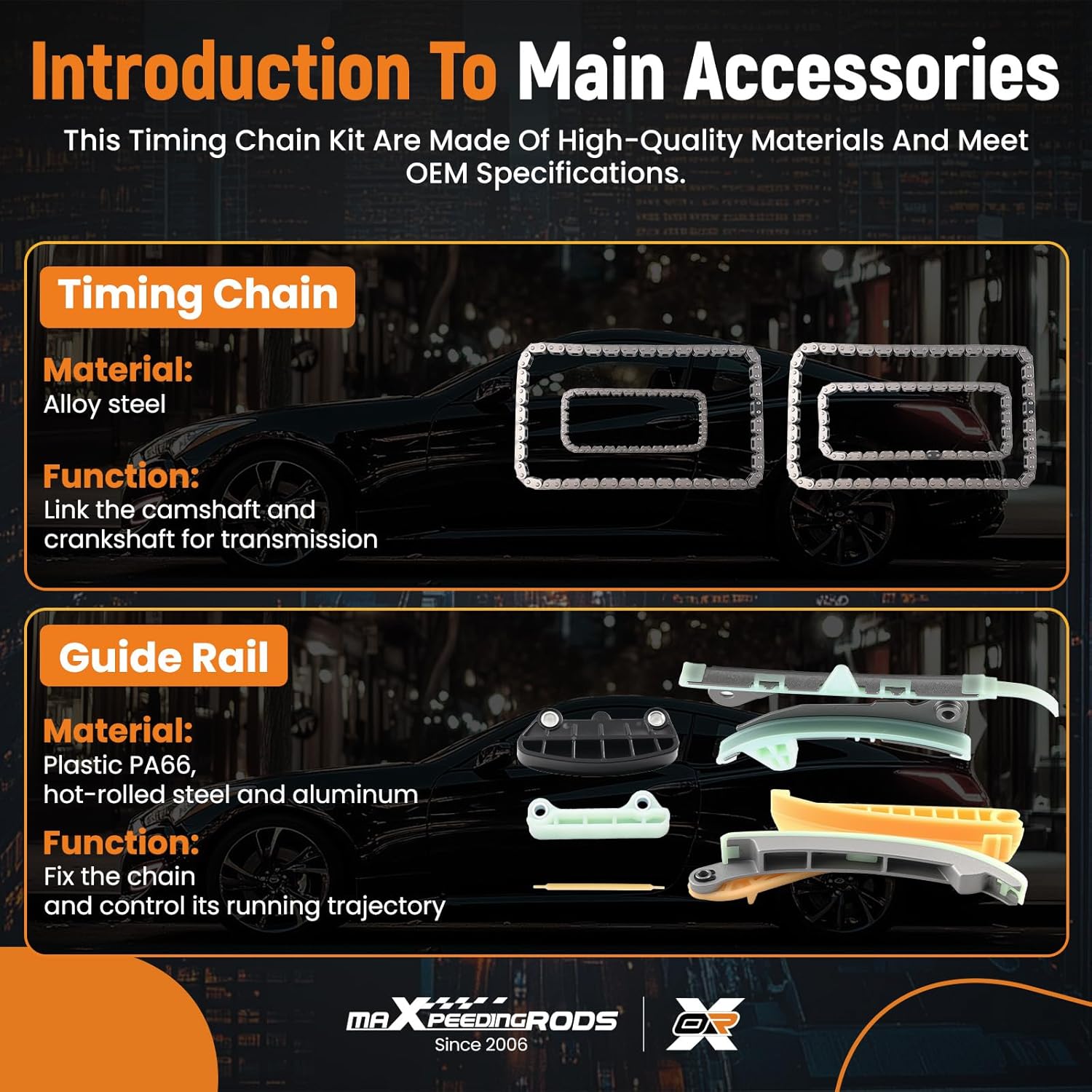 maXpeedingrods Timing Chain Kit 4.0L for Ford Ranger 2001-2011 Explorer 1997-2010 Mustang 2005-2010 Mercury Mountaineer 1998-2010 Explorer Sport Trac Mazda B4000 2001-2010 Engine Time Part Sets