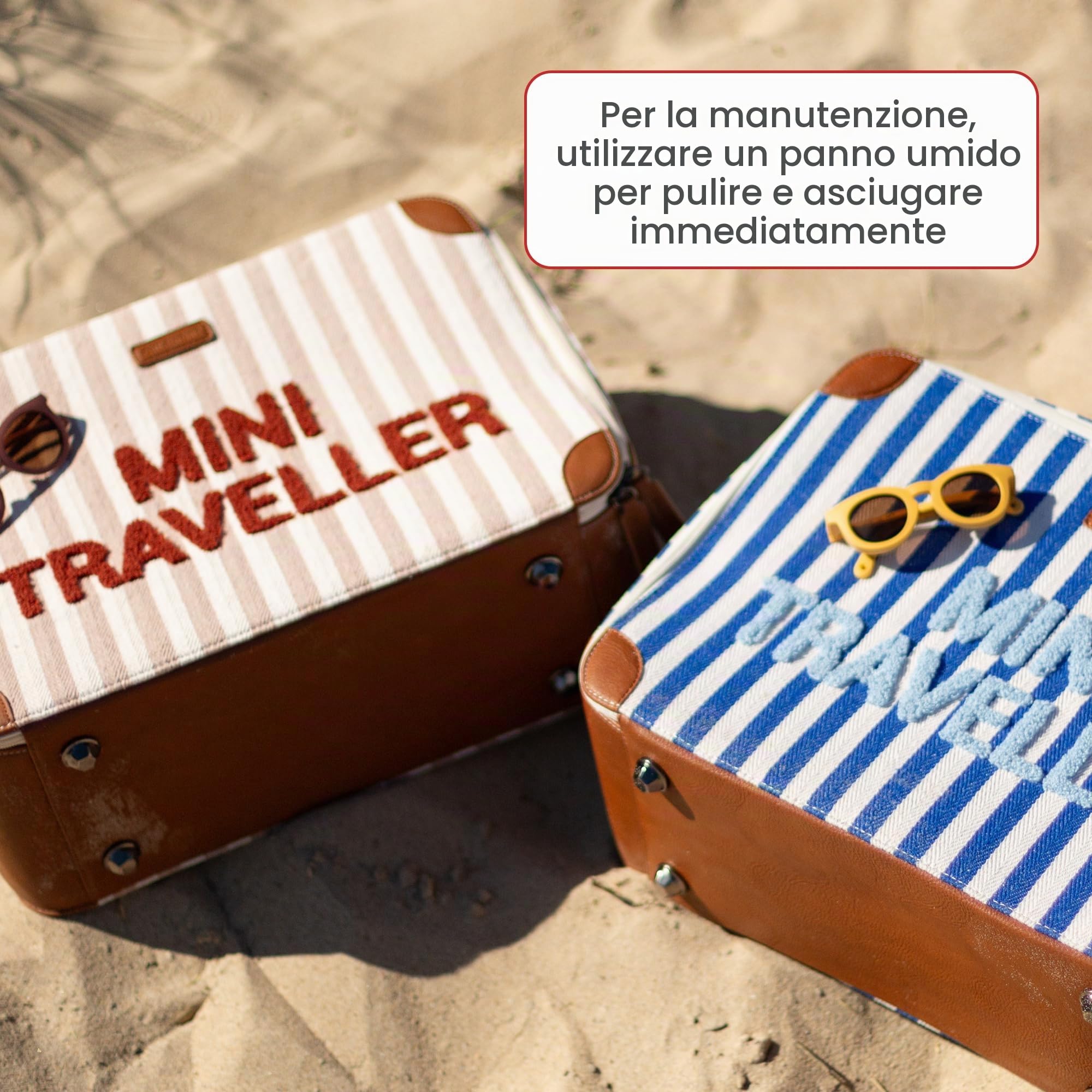 Childhome, Valigia per bambini, Weekend, formato cabina, bagaglio a mano, compatto, resistente, con maniglia per il trasporto semplice, etichetta nome, design, finta pelle, misto, mini viaggiatore,