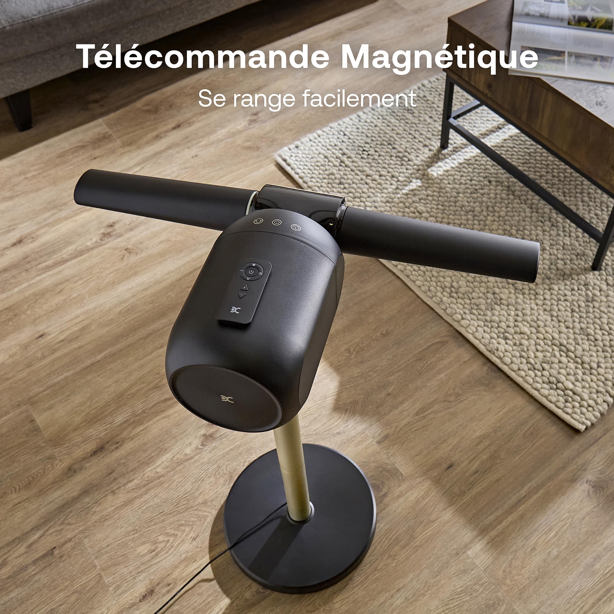 DIMPLEX FlexBlade Ventilateur sans Pales sur Pied, Double Direction 2×180°, Oscillation 90°, Portée 20 m, Silencieux 36 dB, Télécommande Magnétique, 5 Vitesses, Minuterie