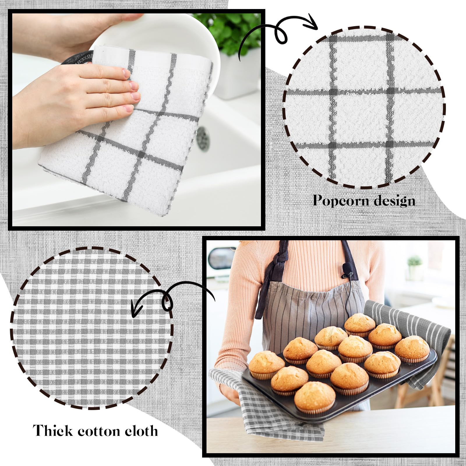 LemonRoad Juego de 12 manoplas de horno, paños de cocina con soportes para ollas, juegos de toallas de cocina, guantes de horno, almohadillas resistentes al calor con silicona para cocina, cocinar y
