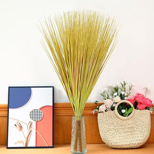 Miniatura 6 de Paquete de 10 plantas artificiales de 27 pulgadas de alto, hierba de cebolla, césped falso, tallos de vegetación sintética, arbustos artificiales