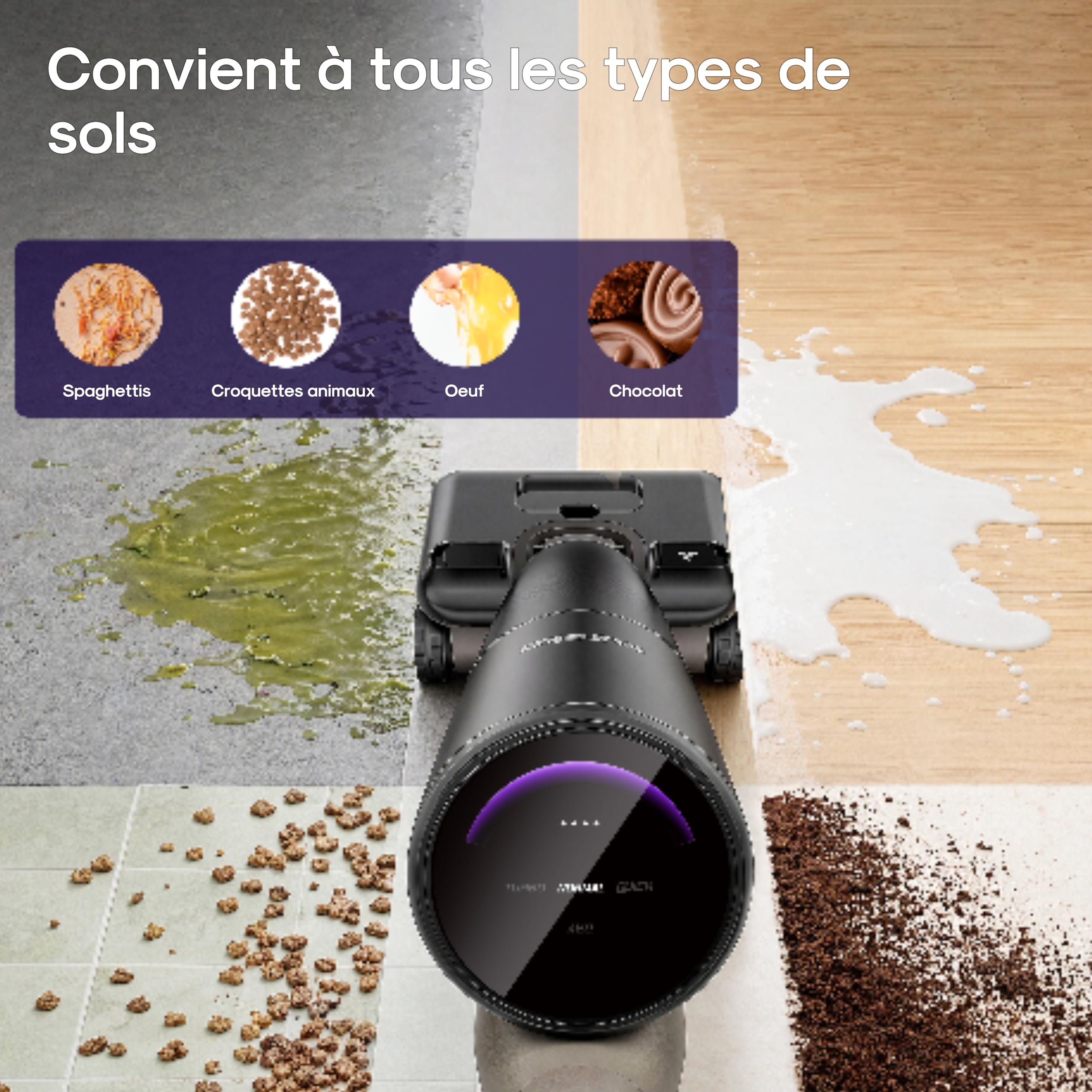 Eureka Aspirateur Laveur sans Fil, 24000Pa Aspiration, Auto-Nettoyage, séchage air Chaud 70°C, Brosse Anti-emmêlement 3.0, 180° à Plat, sols durs & Poils Animaux,Floorshine 830