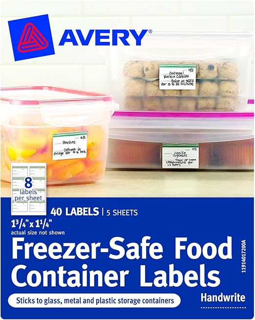 Amazon Com Avery Freezer Safe Food Container Labels 1 25 X 1 75 Inches Pack Of 40 40172 All Purpose Labels Office Products