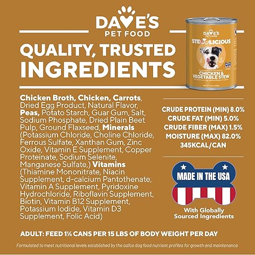 Miniatura 6 de Dave's Pet Food Stewlicious - Alimento húmedo para perros sin granos (pollo y verduras en salsa), fabricado en Estados Unidos naturalmente