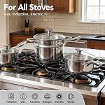 MICHELANGELO Stainless Steel Saucepan Set with Lids 1QT & 2QT & 3QT, Stainless Steel Sauce Pot Set 6 Piece, Nonstick Sauce Pans with Lid, Induction Compatible, Dishwasher Safe