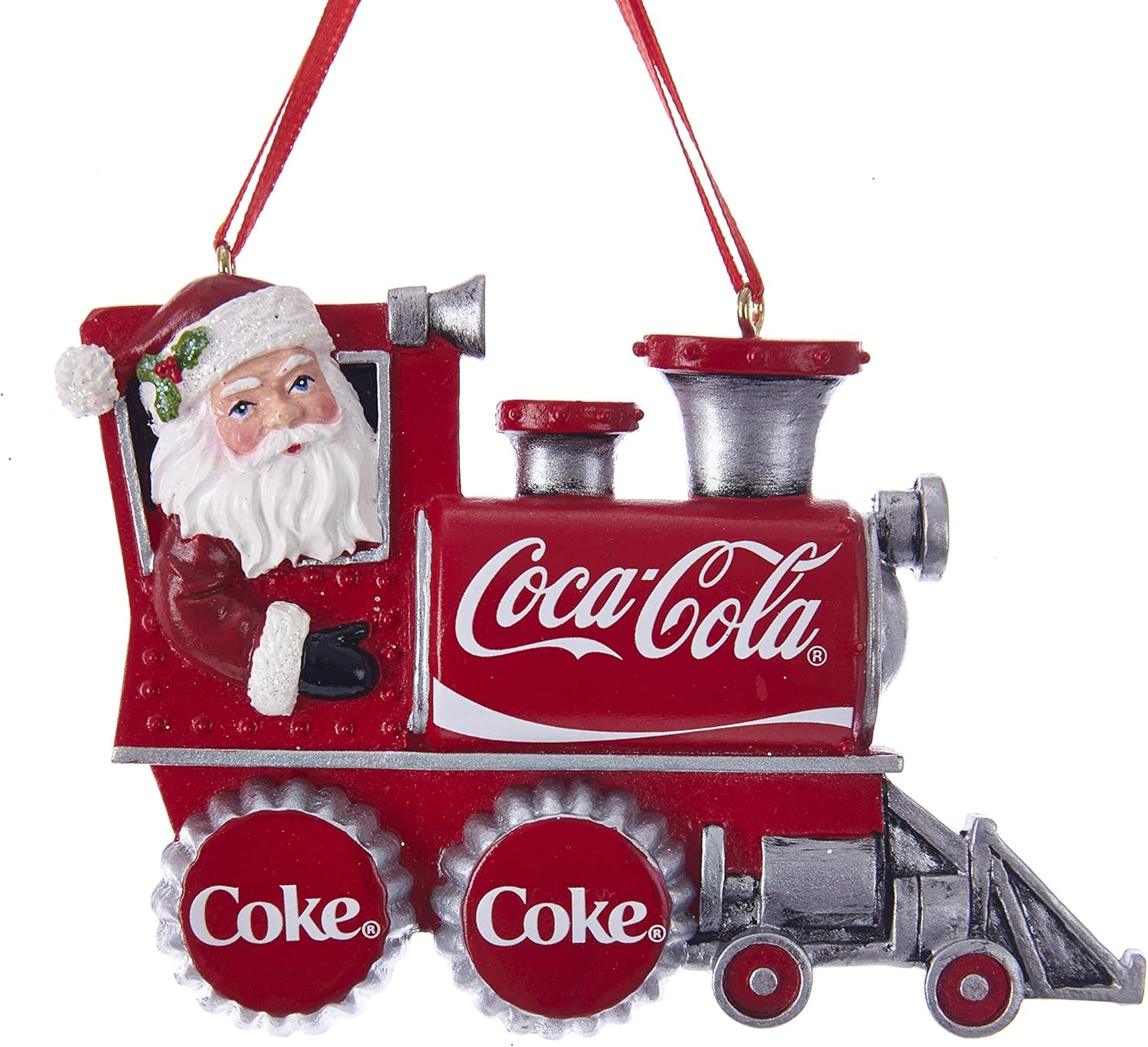 Kurt Adler S. Coca Cola Santa Train resin and paint or mica Christmas Tree Ornament CC2183