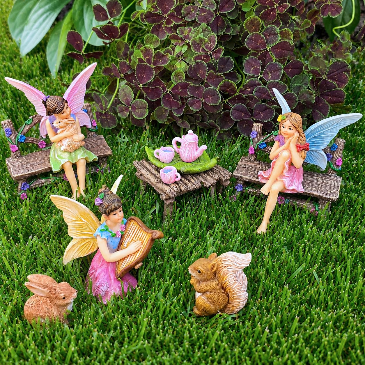 Mood Lab Fairy Garden – Miniatur-Figuren & Zubehör Starter-Set – Feengarten-Set mit 12 Stück – Outdoor- oder Hausdekoration
