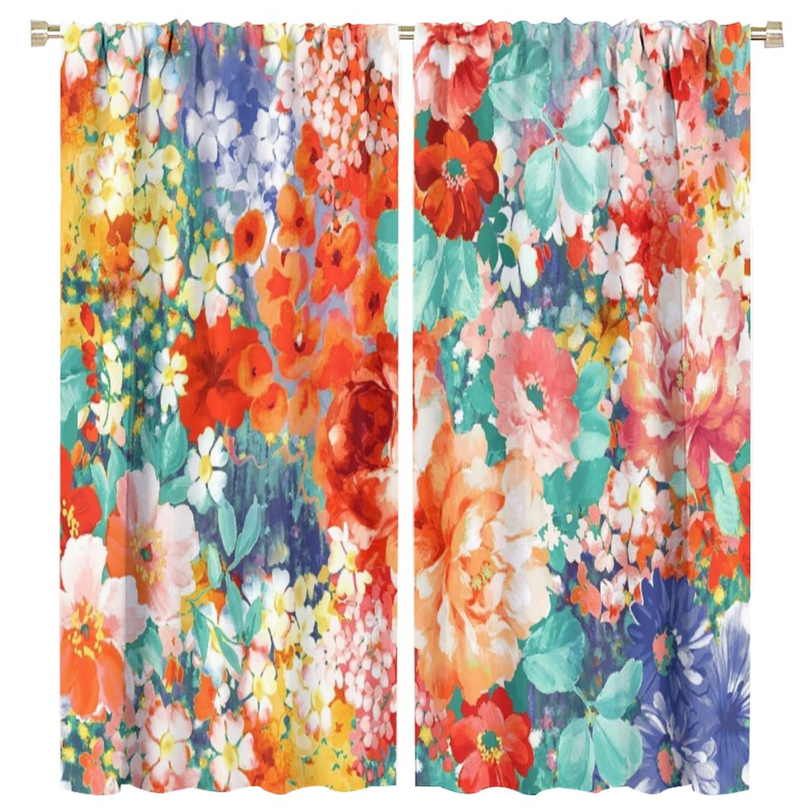 BenYaSong Paisley Flower Blackout Window Curtains, Thermal Insulated Room Darkening Curtains for Living Room Bedroom Kitchen Restaurant Window Curtain Drapes 2 Panels 63x72in