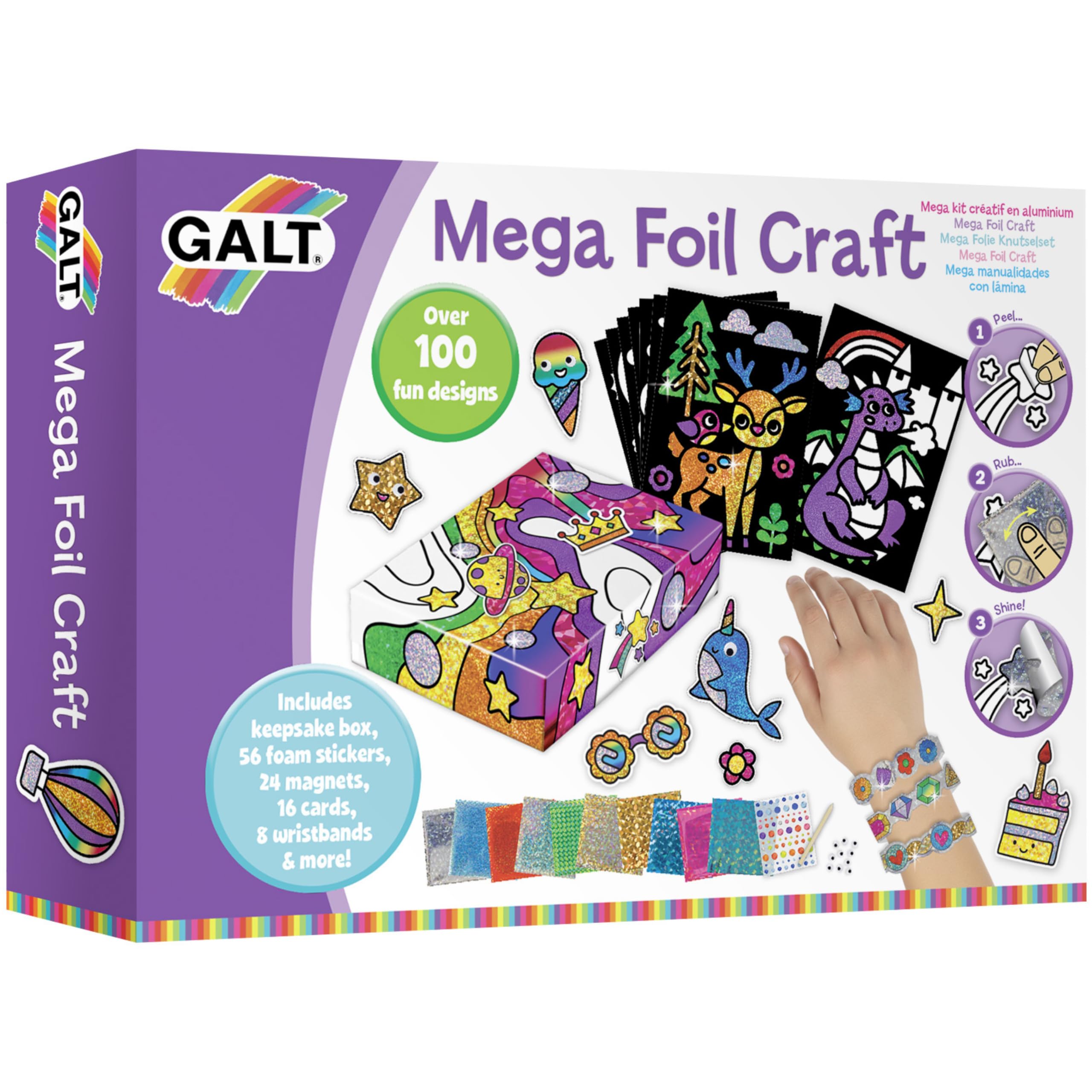 Galt Mega Foil Craft Kids Craft Set with 100+ Colourful Sparkly Designs