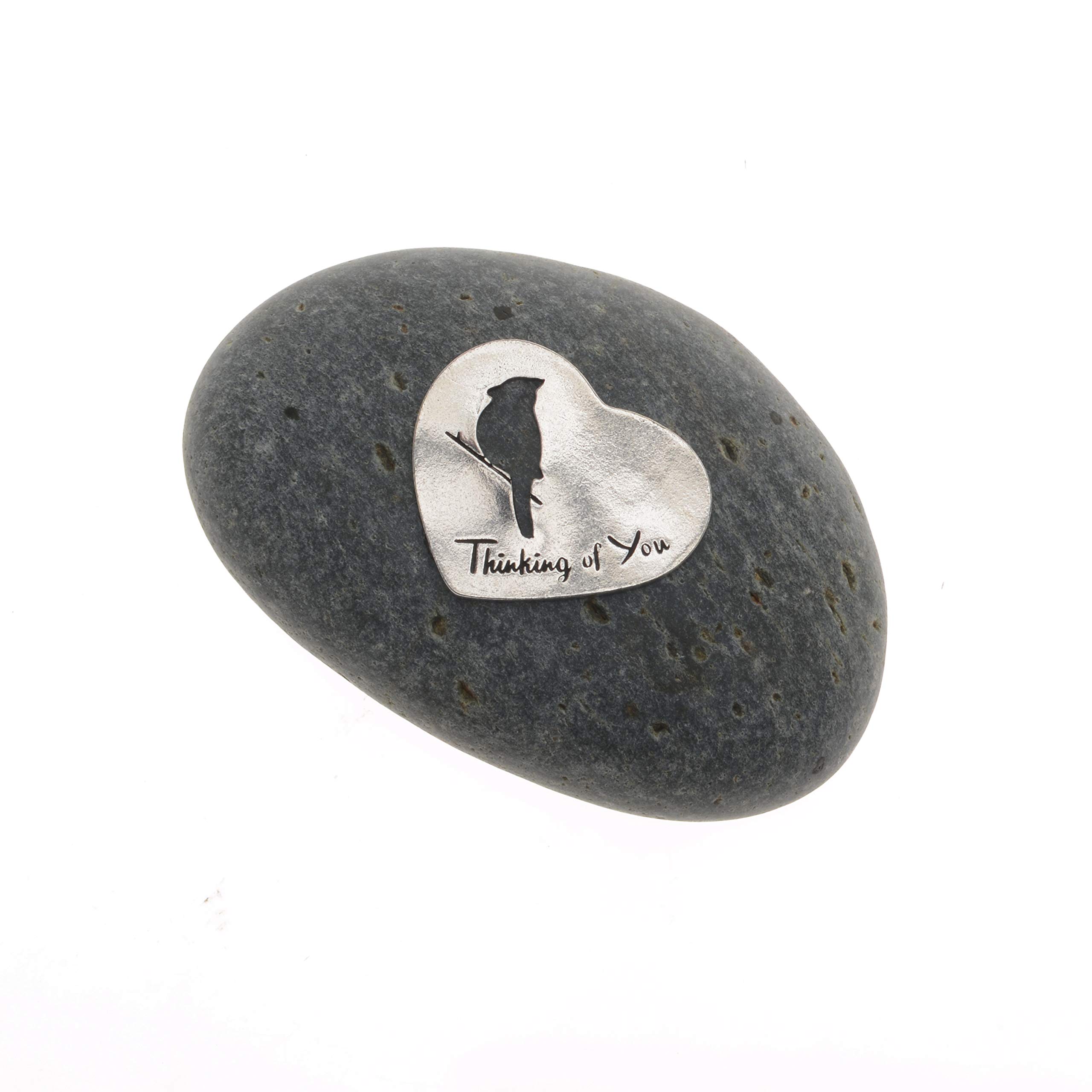 Thinking of You Inspirational Stone with Pewter Cardinal Design - Sentimental Keepsake Gift