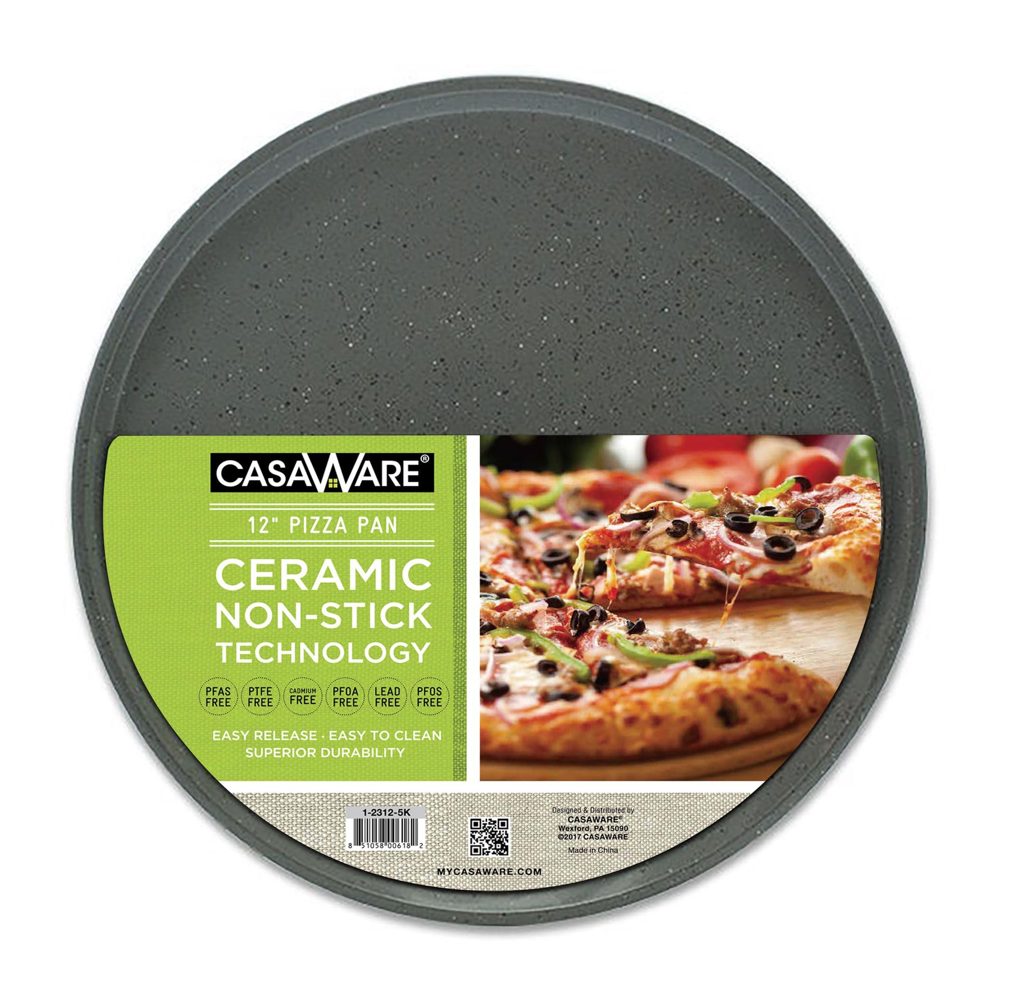 casaWare Toaster Oven Pizza/Baking Pan 12-inch (Silver Granite)