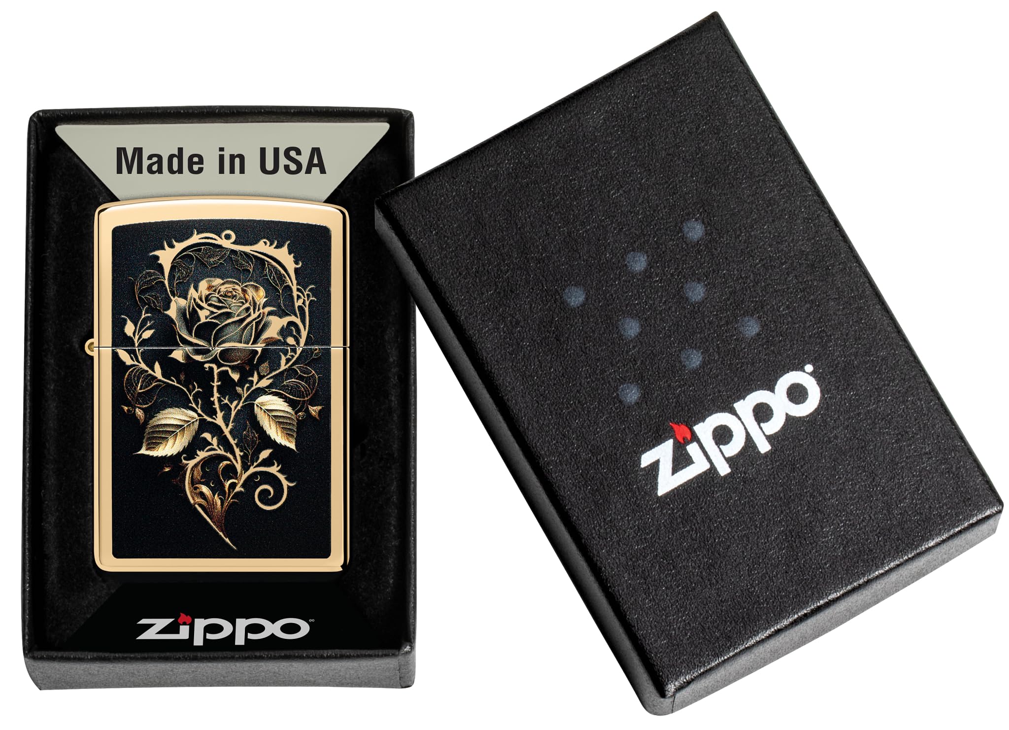 Zippo Sturmfeuerzeug Golden Rose High Polish Brass Nachfüllbar Windfest Made in USA