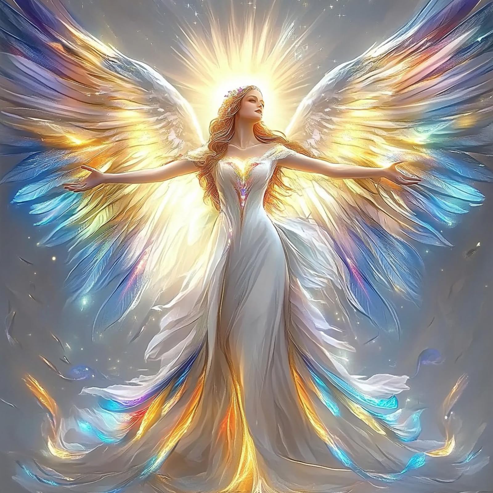KEYIFA Diamond Painting Kit – Colored Angel 5D Round Full Drill, 30x30cm, DIY Craft For Home Wall Decor
