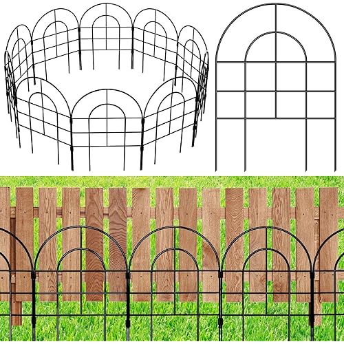 BHeadCat 12 Pack Garden Fence 16in(H) x11ft(L), Decorative No Dig Animal Barrier Border, Rustproof Metal Garden Fencing for Dog, Rabbit with Outdoor Yard Lawn Patio Landscape Flower Bed