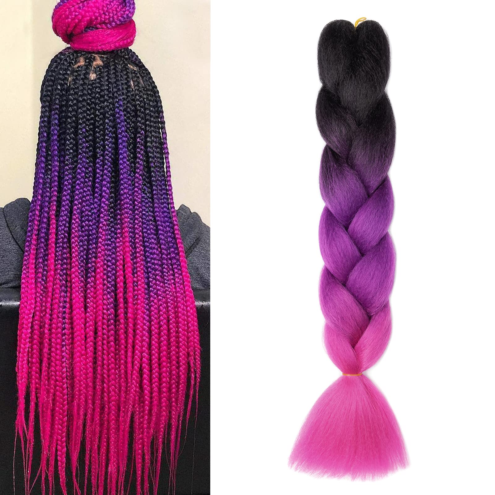 60cm Extensiones de Pelo Trenzas Africanas Castaño Oscuro Extensiones para Trenzas Africanas 1 pcs 100g Kanekalon Pelo para Trenzas Africanas Sintetico Extensiones de Trenzado Cabello Braiding — view 161
