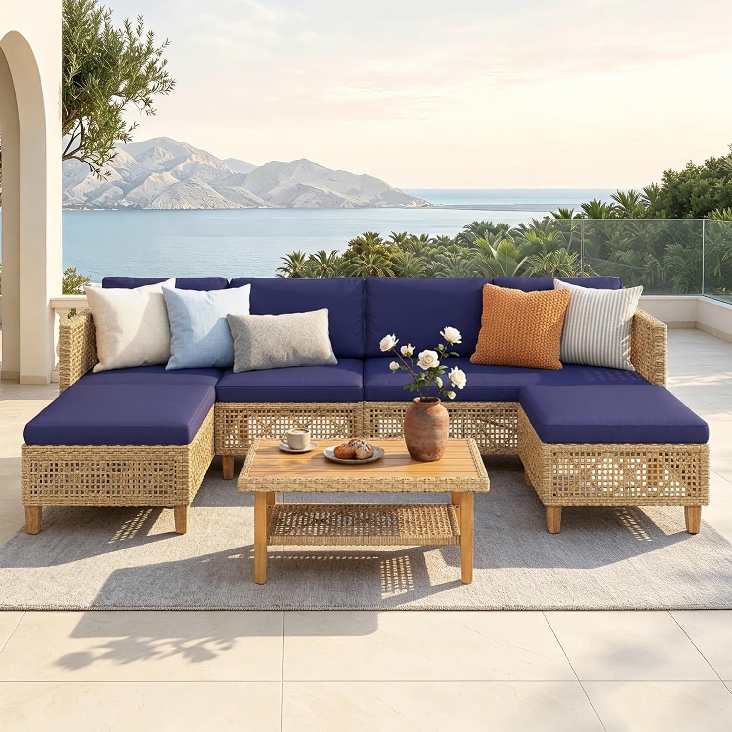 Product dimensions and components of the MFSTUDIO patio set