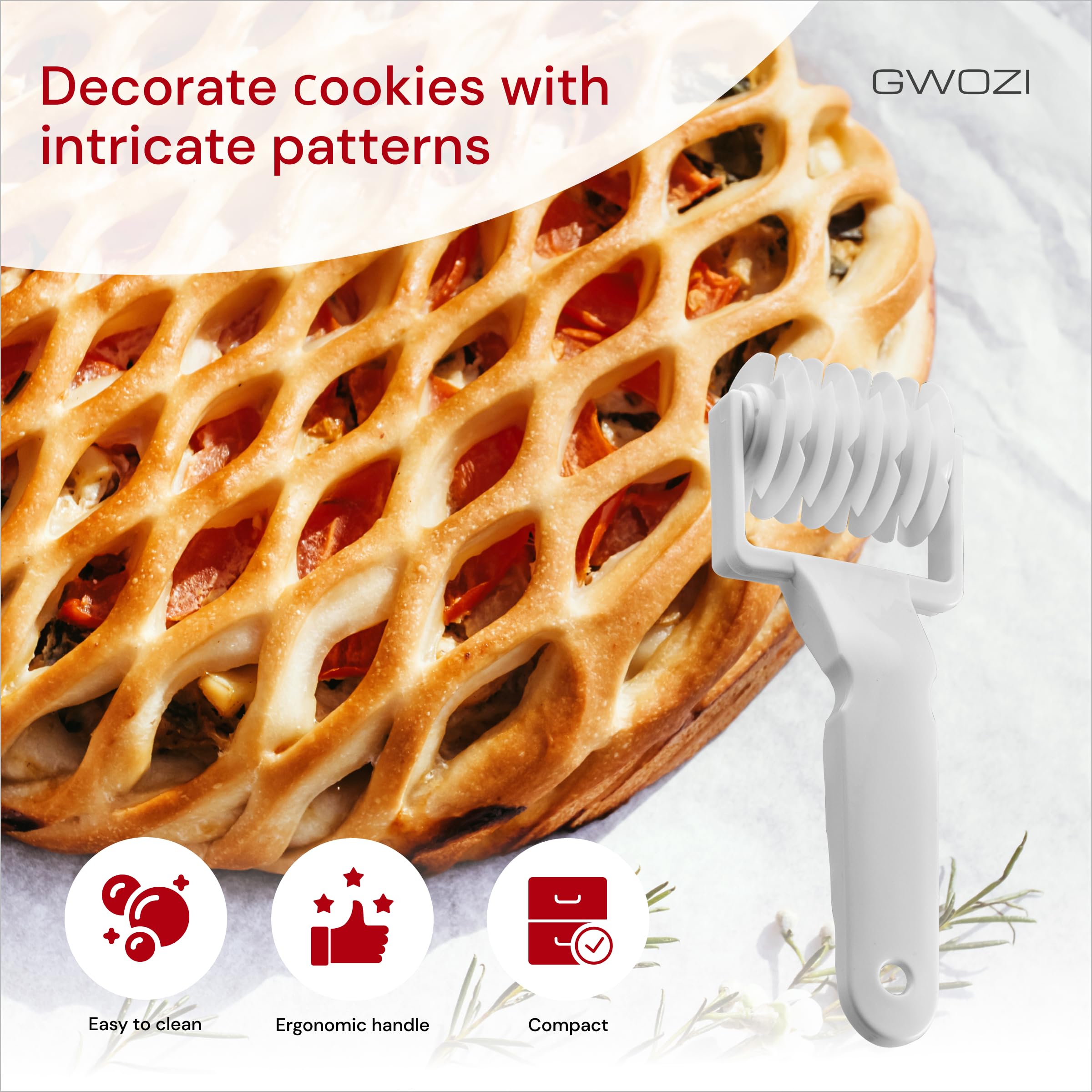 Dough Lattice Cutter - Lattice Pastry Cutter Plastic 7.87x2.76 Inches - Pastry Lattice Roller Cutter, Pizza, Bread - Lattice Pie Crust Cutter Tool for Time-Saver Kitchen