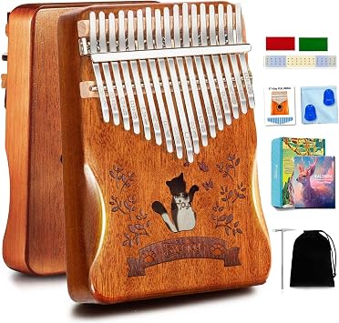 Kalimba Thumb Piano 17 Keys, Professional Musical Instrument Finger Piano with Portable Soft Cloth Bag, Fast to Learn Songbook, Tuning Hammer for Kids Adult and Beginner
