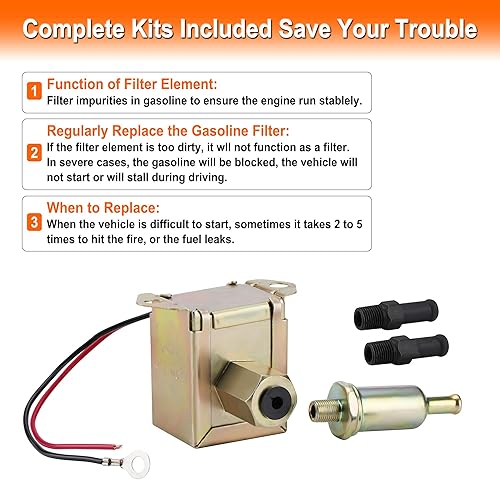 Miniatura 4 de Bomba de combustible eléctrica de 12 V, universal, de baja presión, autocebado, de gas resistente, diésel, bomba de combustible en línea 2.5-4 PSI