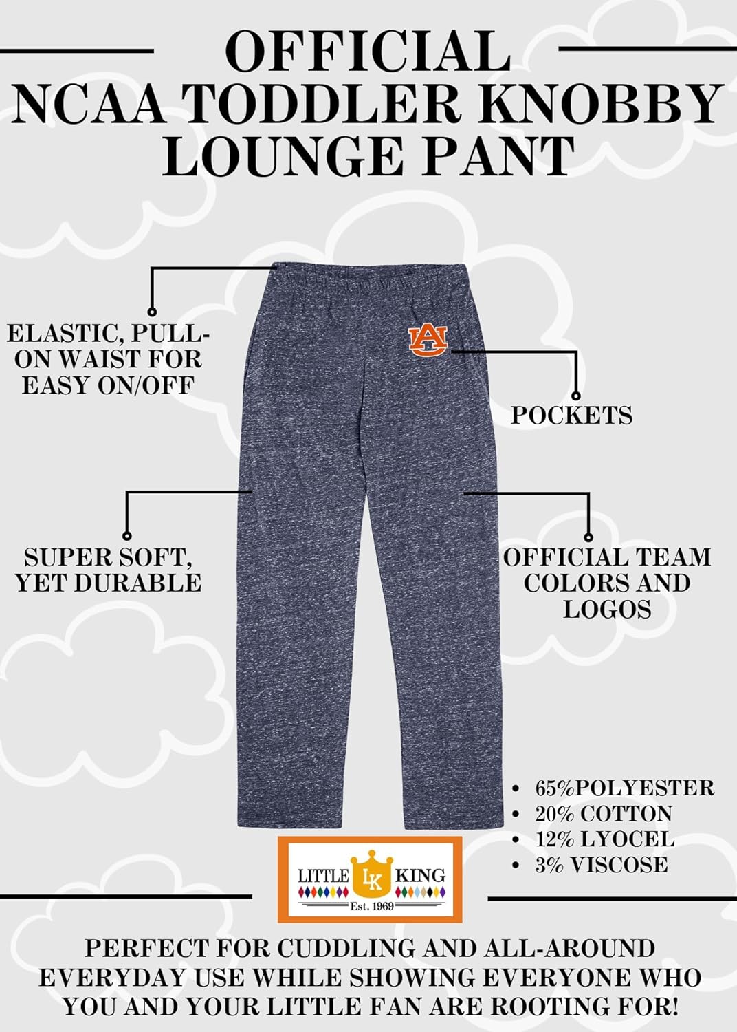 Little King NCAA Toddler Boys & Girls Soft Knobby Lounge Pants with Pockets-Sizes 2T 3T 4T - Image 5