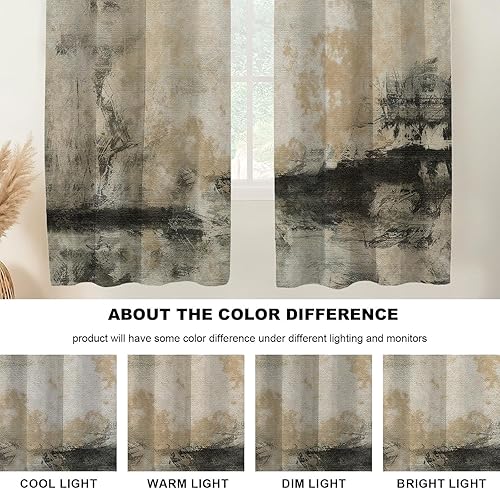 Miniatura 413 de Cenefas de cocina modernas con patrón de cobre marrón dorado para ventanas, cenefas opacas abstractas de marcas de arañazos y cortinas opacas