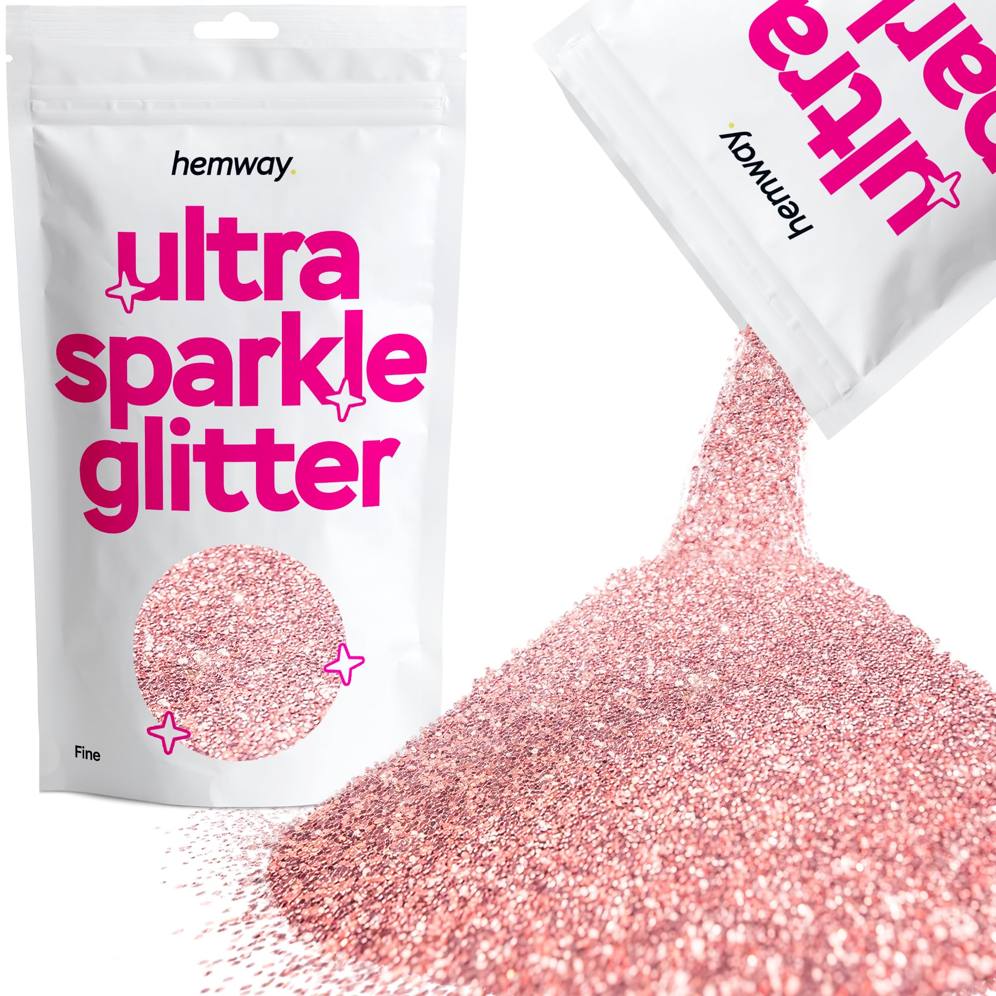 Hemway Ultra Sparkle Glitter Baby Pink Iridescent 100g Fine | Glitter for Arts & Craft, Makeup, Nail Art, Crafting, Card Making, Sparkle Decoration — view 118