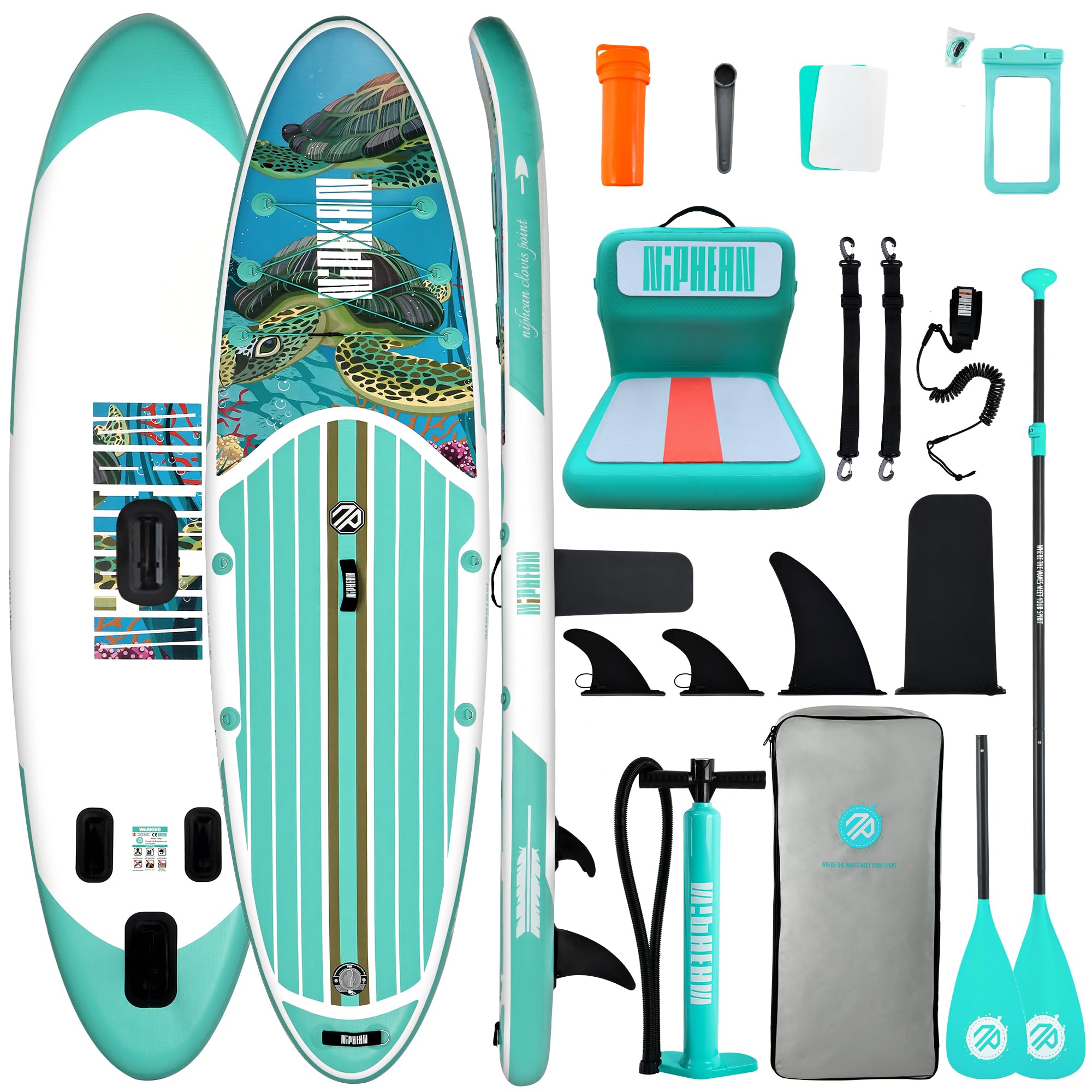 Niphean SUP Gonfiabile Adulti con Tutti gli Accessori, 320cm Stand up Paddle Gonfiabile per Tutti i Livelli, Paddle Board con Capacità di 200kg per 2 Persone, Tavola da SUP Gonfiabile con Sedia