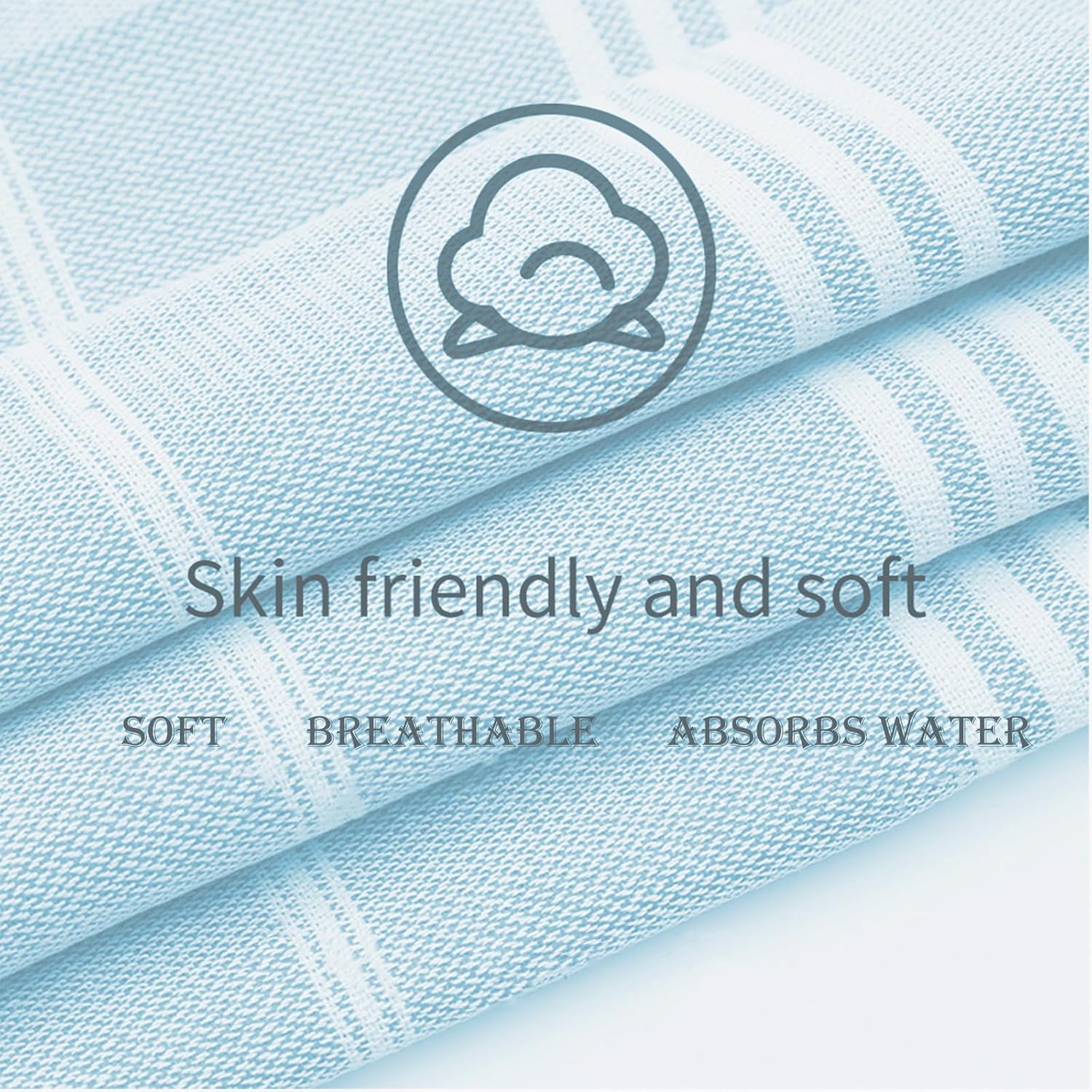 1pcs Large Turkish Cotton Poncho Towel Surf Poncho Changing Robe with Hood and Front Pocket Absorbent Wearable Towel Hooded Beach Towel for Adult Man Women Surf Beach Pool and Swim(blue M) - Image 7