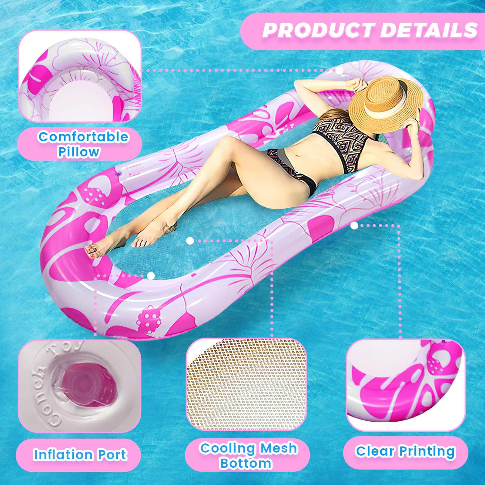 4x Luftmatratzen Mit Netz - Wasserhängematte Für Pool & Strand