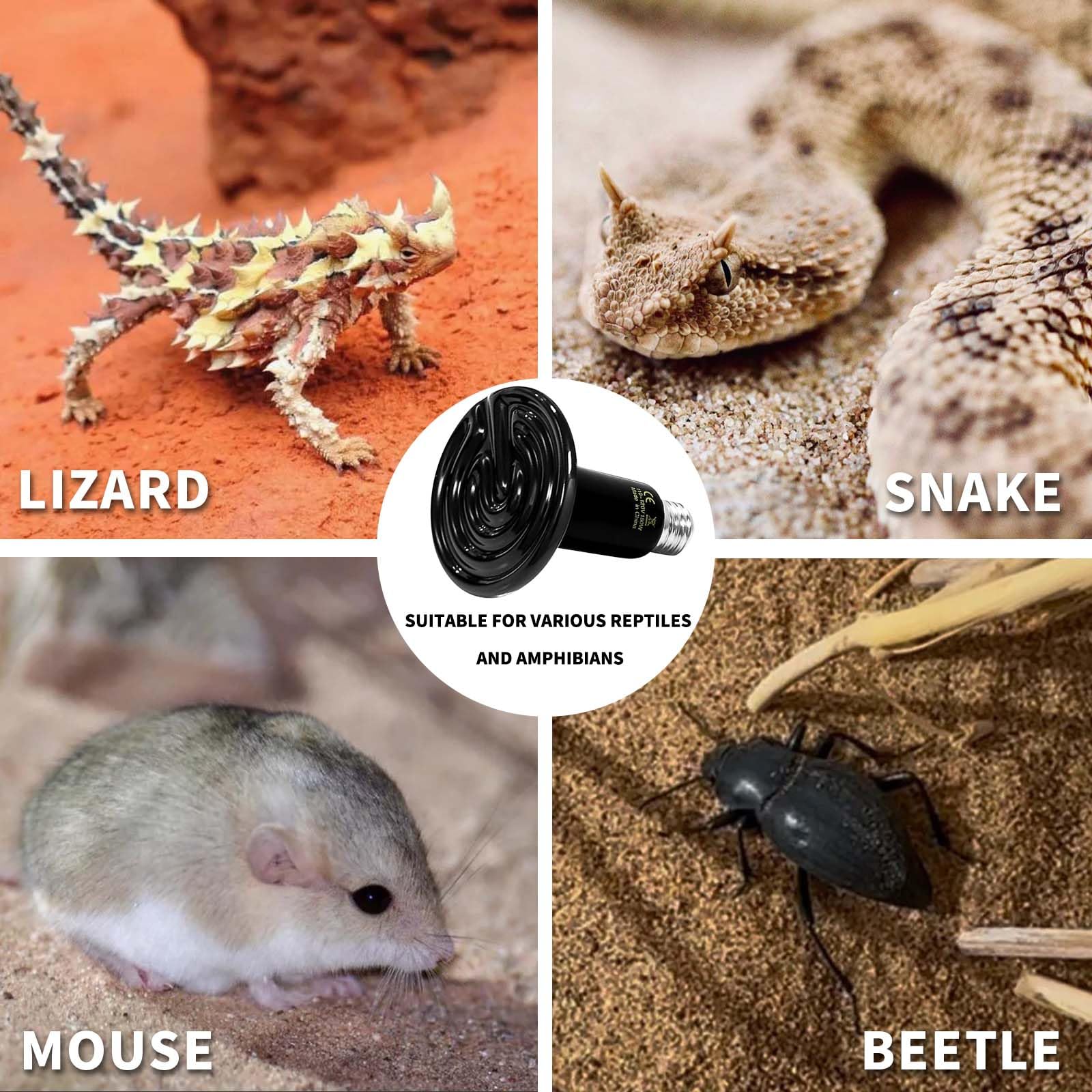 150W Reptile Heat Lamp(2 Packs)-Ceramic Heat Emitter for Reptiles Amphibian Pet Brooders Chicken Incubation, and Terrariums Turtle Lizard Bearded Dragon Snake Size E26 - image 5
