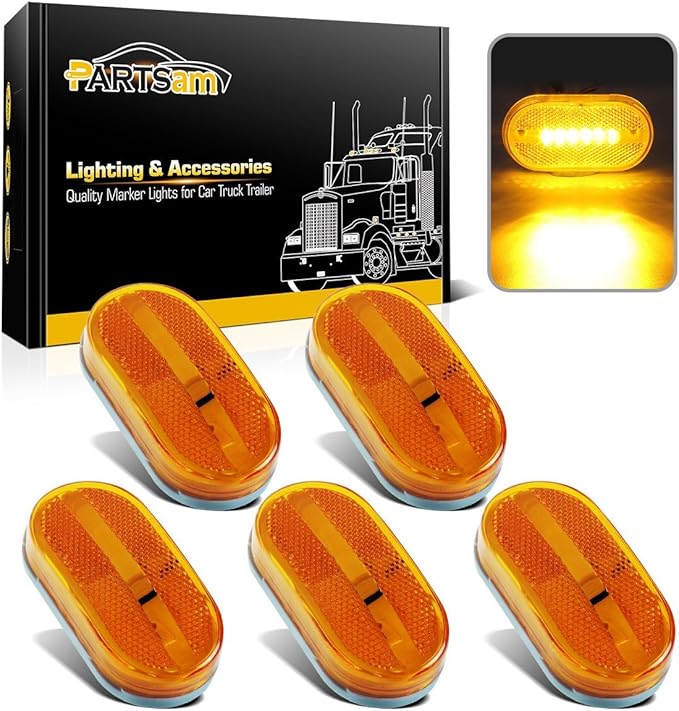 Partsam 5pcs Amber LED Marker Light [DOT Certified], Side