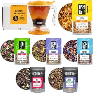 Tiesta Tea Loose Leaf Starter Kit: 6 Fall Favorite Blends, Brewmaster Infuser for Hot & Iced Tea Sampler
