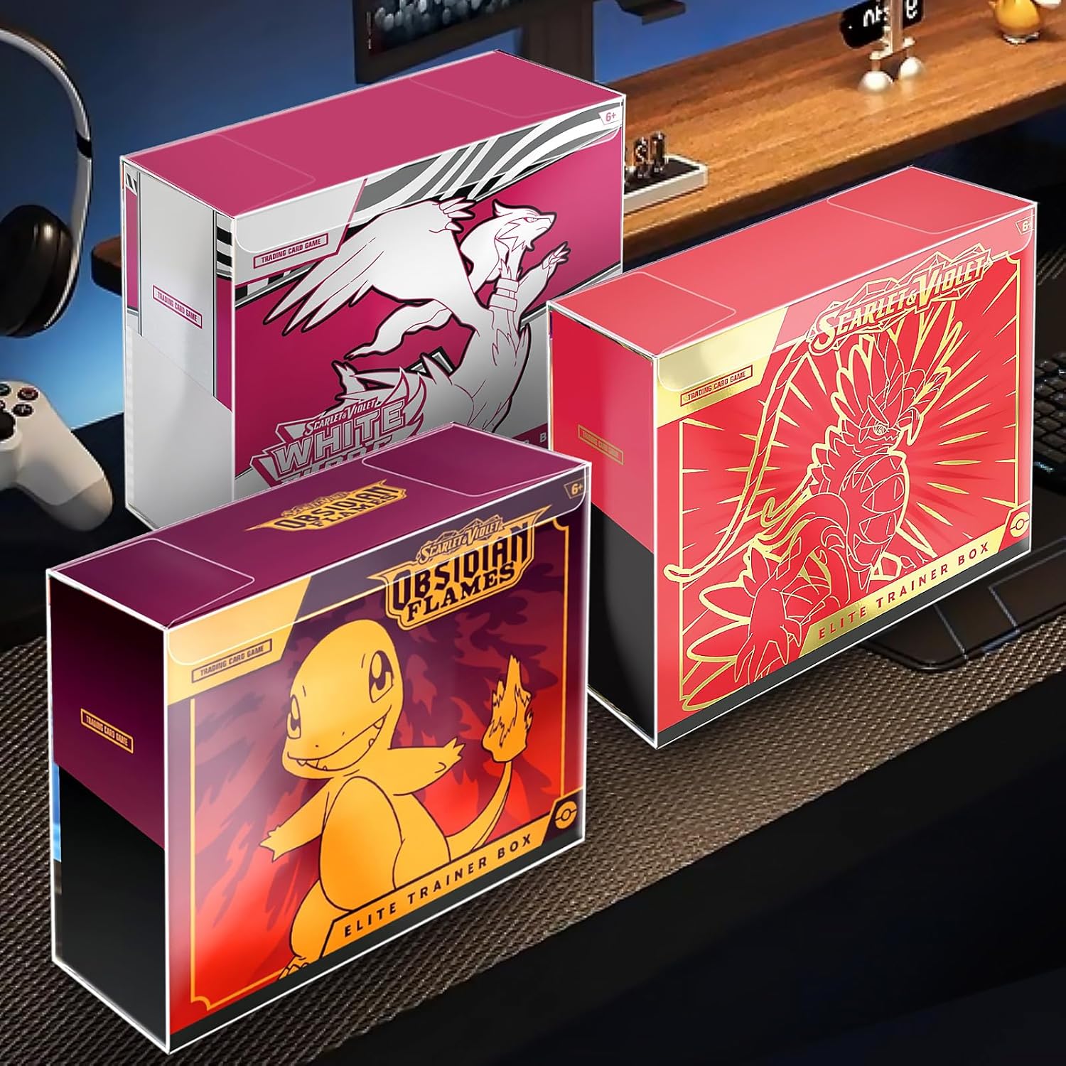 【5 Pcs】 PKMN ETB Protector Case, Elite Trainer Box Protector, ETB Box Plastic Display Case-Compatible with Elite Trainer Boxes, 0.5mm Thick, Scratch-Resistant Material