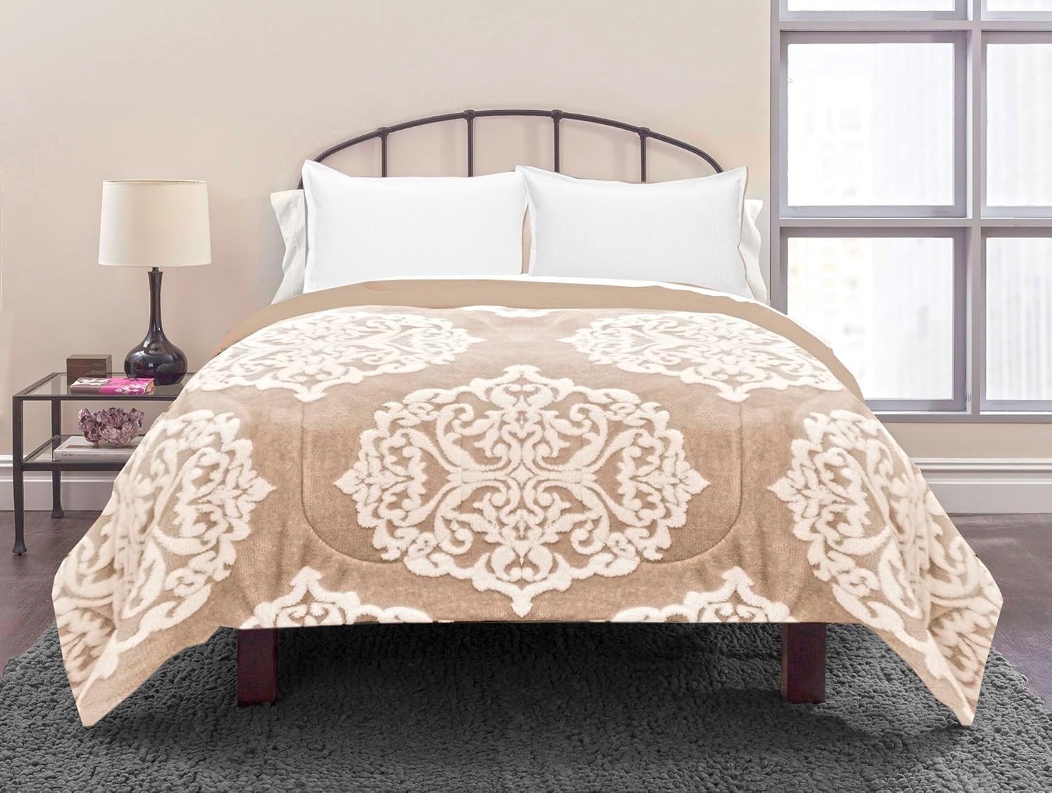 Casa Jacquard Chenile Comforter Set, Queen, Brown