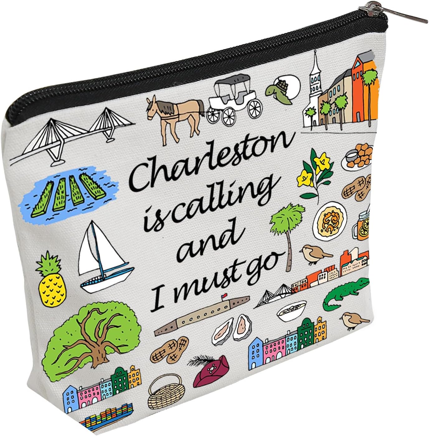 WZJHCL Charleston South Carolina Bachelorette Party Makeup Bag Charleston South Carolina City Travel Pouch Bag Charleston Souvenir (Charleston)
