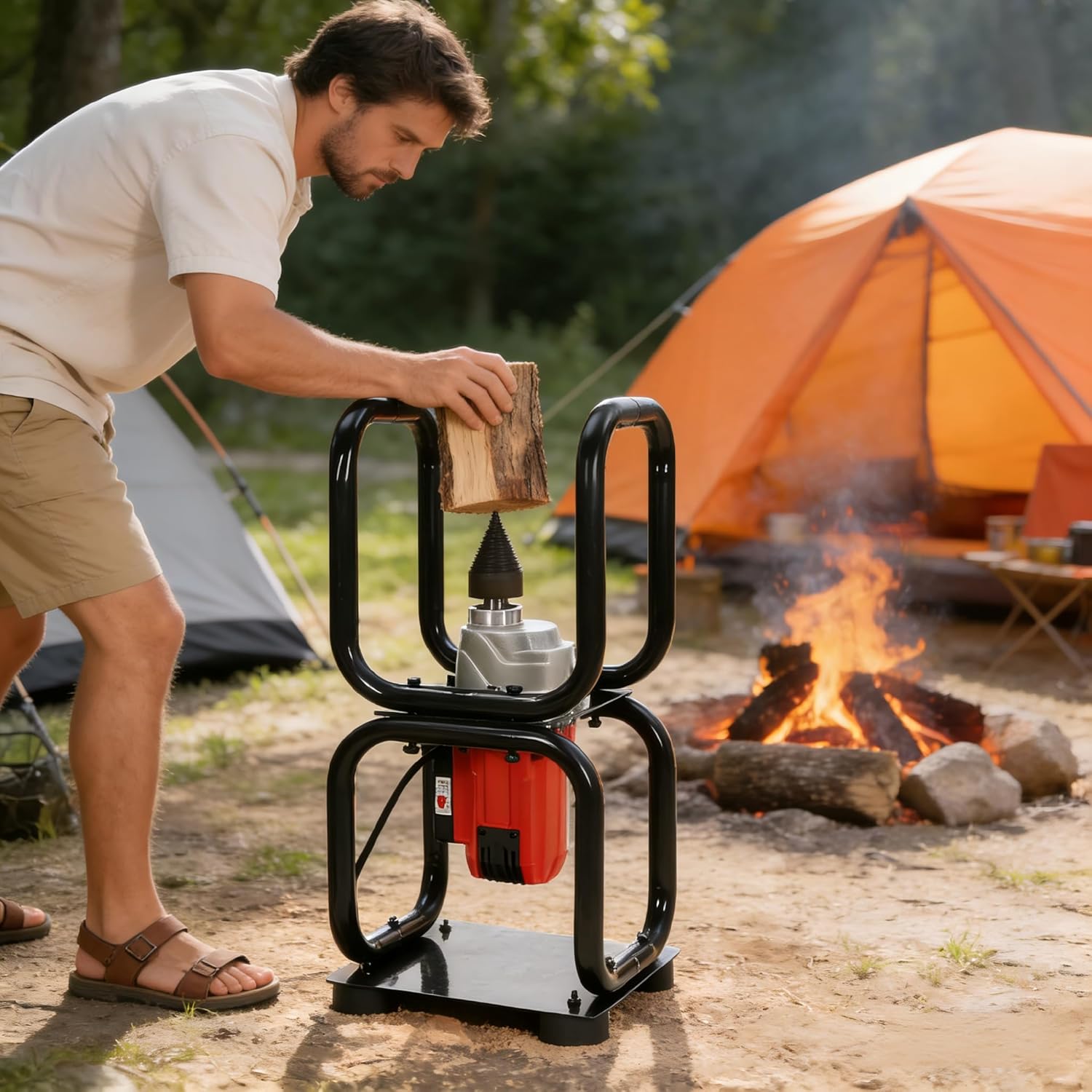 Electric Log Splitter, 3.3KW Automatic Wood Splitting Wedge Machine, Electric Firewood Splitting Machine, Can Split Up to 9.45 inches in Diameter, for Wood Mills, Firewood Splitting