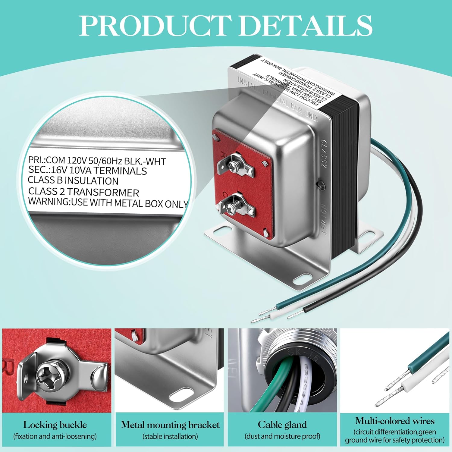 Landhoow Doorbell Transformer 16V 10VA Compatible with Ring Wired Video Doorbell, Safe Hardwired Door Chime Transformer, Easy to Install Wired Door Bell 10VA Kit for Home, Commercial
