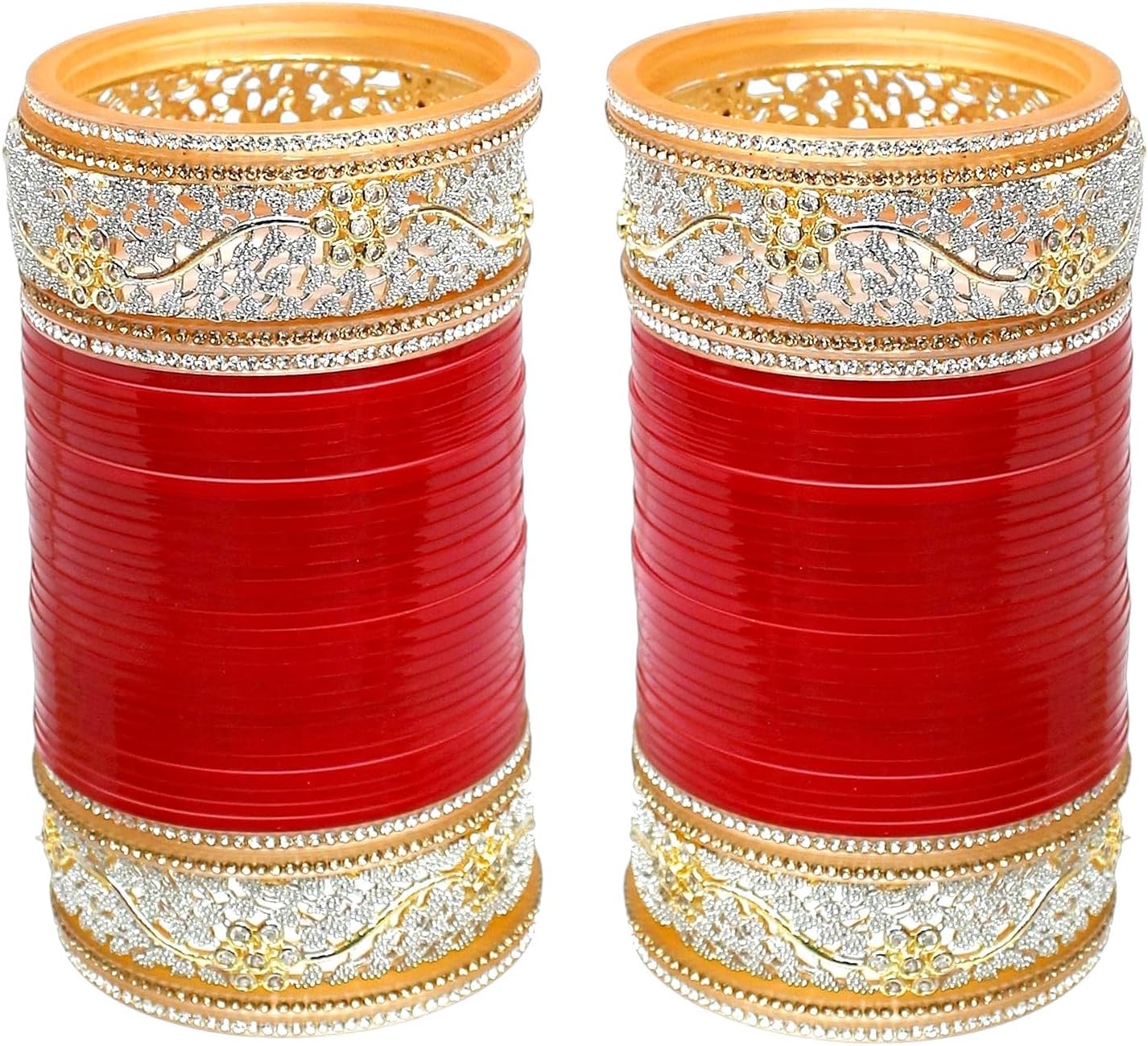 Lucky JewelleryBridal Bangle Set Dhanteras/Diwali/Bhai Dooj Collection Red Color Chuda Dulhan Punjabi Choora Wedding Chura For Women (2310-M1C1-BANDHAN-R)